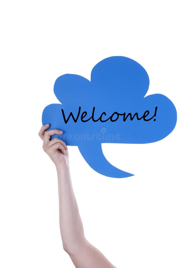 Blue Speech Balloon With Welcome stock photos Blue Speech Balloon With Welcome stock photos