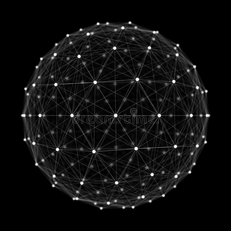 Blue Sphere Consisting of Points. Modern Wireframe Elements. Technology