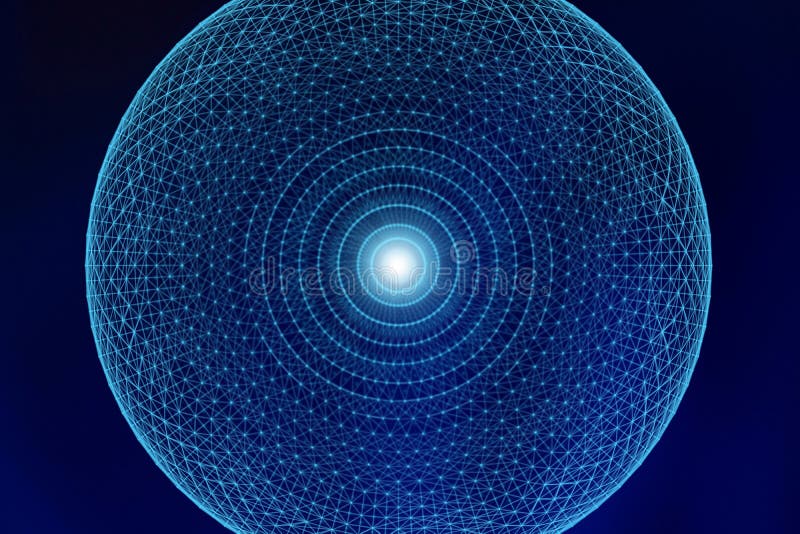 Blue Sphere and Lines in Technology Concept, Abstract Illustration