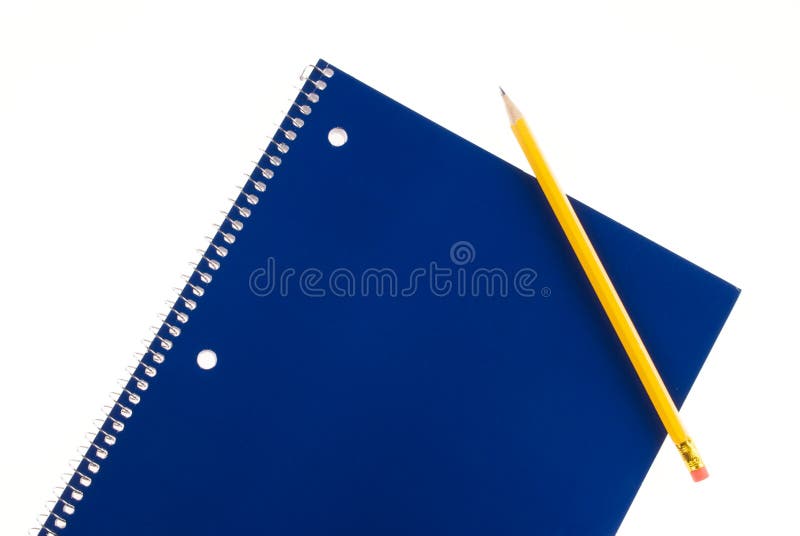 Blue Spiral Notebook and Pencil