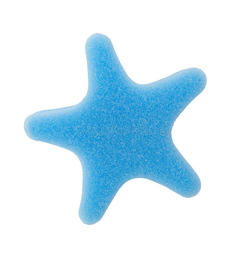 Blue Sponge Bath in Shape Star Isolated on White Background Stock Photo