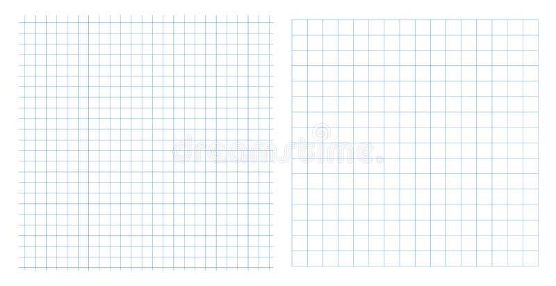 Blue square notebook sheet school paper with blue vertical line on the  right. Education vector illustration. School background. Seamless square  grid pattern. Stock Vector