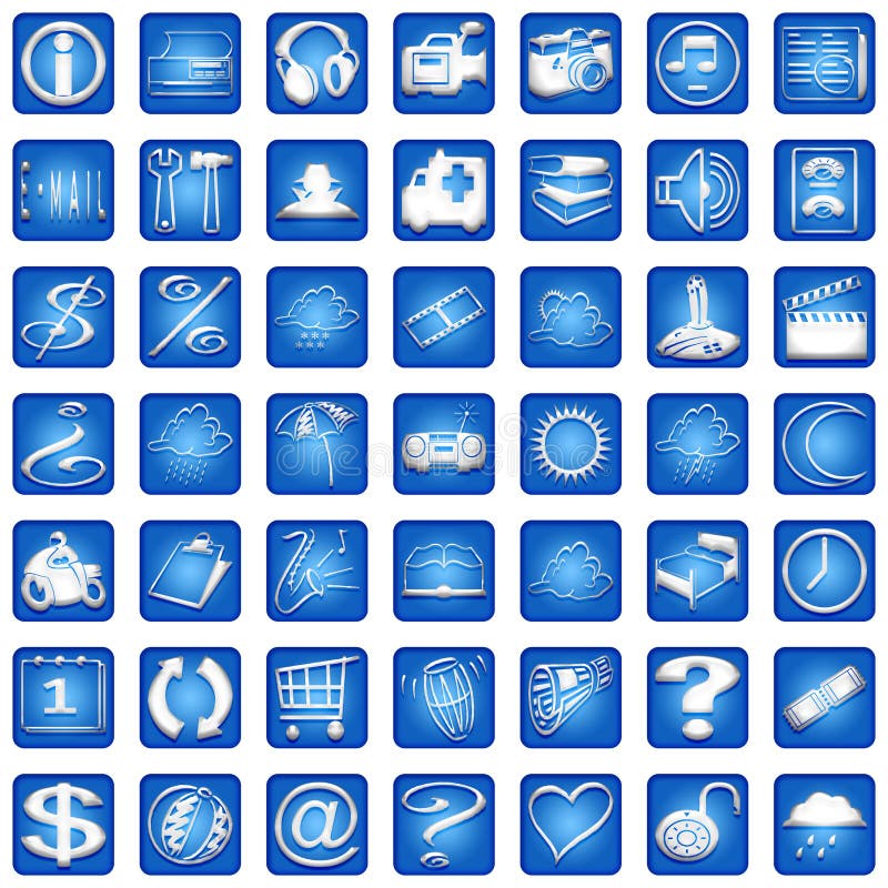 Blue Square Icons Set Part 2