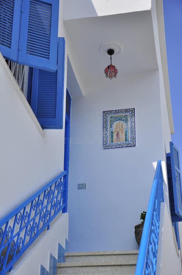 Blue stairs in Tunisia sidi Bou Said Village