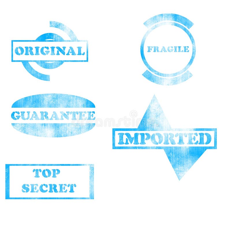 Blue stamps collection stock illustration. Illustration of symbol