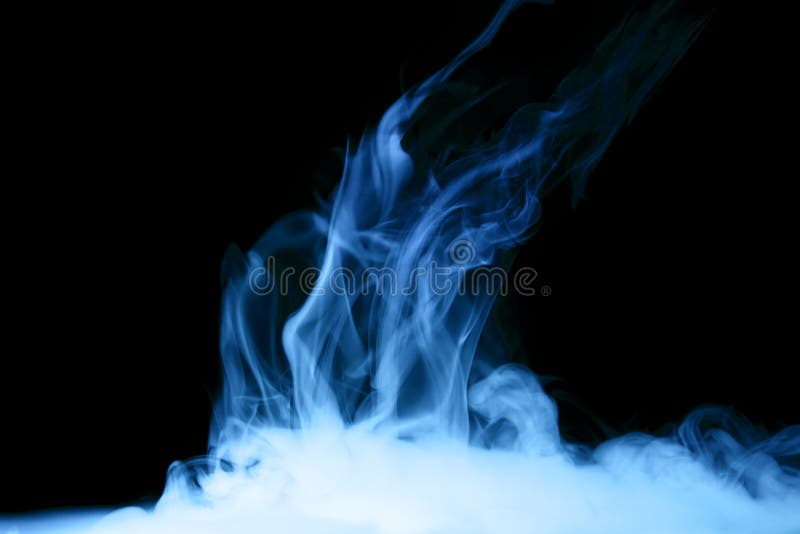 Blue steam on the black background