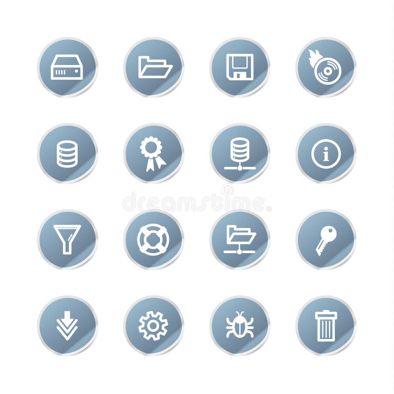 Blue sticker server icons vector illustration