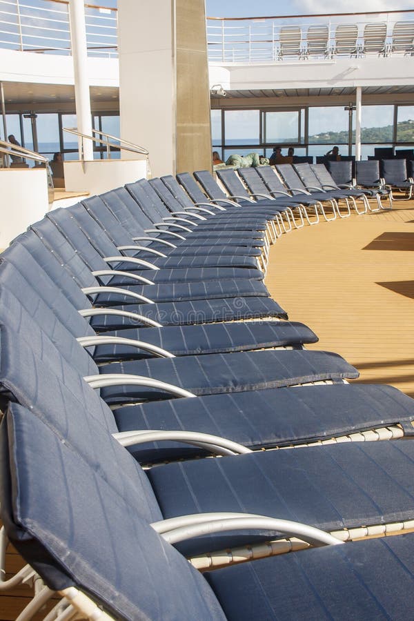 Blue Striped Chaise Lounges on a Ships Deck Stock Photo Image of ship