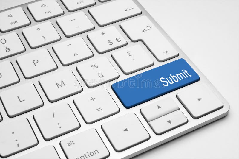 Blue Submit button on keyboard stock photography Blue Submit button on keyboard stock photography
