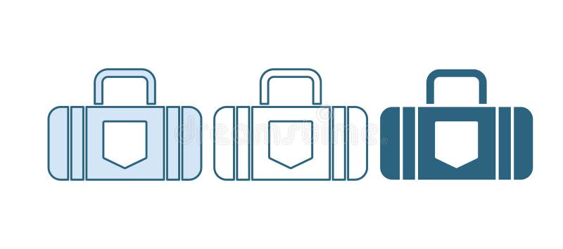 Blue Suitcase für das Reisesymbol im weißen Hintergrund isoliert. Zeichen für Reisegepäck. Reisegepäck-Symbol. Vector lizenzfreies stockbild