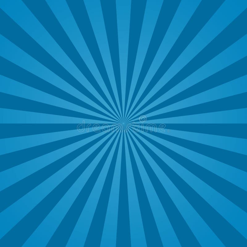 Blue sunburst background. Abstract texture with starburst. Blue sun rays background. Bright beams pattern. Gradient radial stripes vector illustration