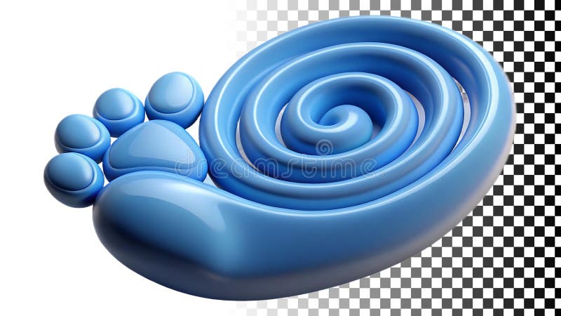Blue swirl snail shell, spiral design for nature and growth themes png transparent image Generative AI vector illustration