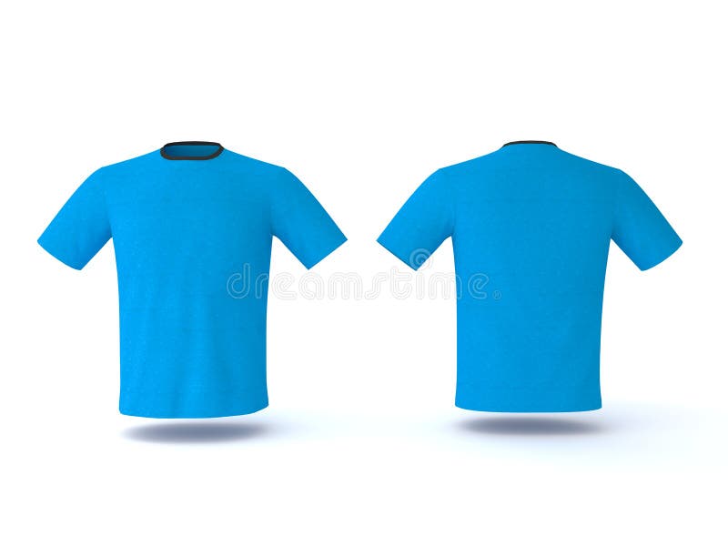 Blue T-shirt Template, Isolated on Background. Men`s Realistic T-shirt ...