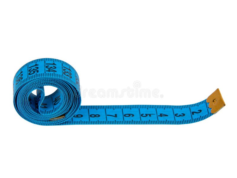 Blue Tape Measure Tool Isolated on the White Background Stock Photo
