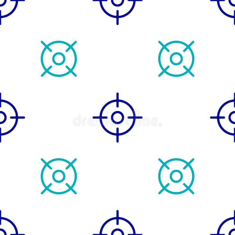 Blue Target sport icon isolated seamless pattern on white background. Clean target with numbers for shooting range or royalty free illustration