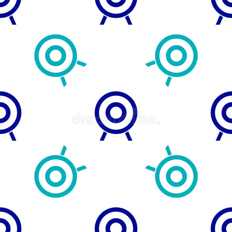 Blue Target sport icon isolated seamless pattern on white background. Clean target with numbers for shooting range or vector illustration