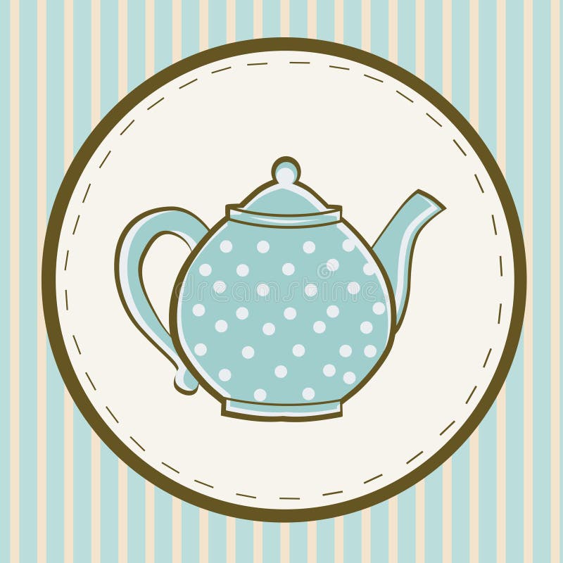 Blue Teapot With Dots On Colored Background Stock Vector Illustration