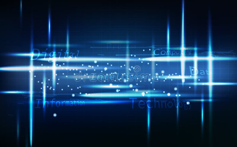 Blue technology abstract, neon glowing bright, digital message with grid lines circuit background vector illustration stock illustration