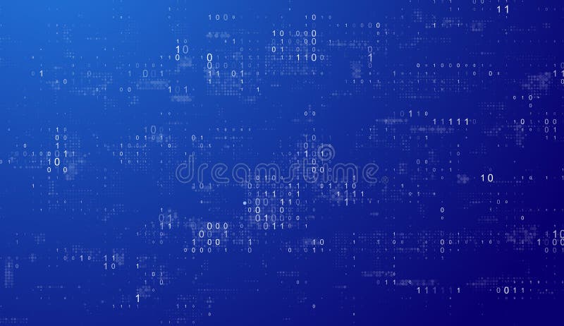 Blue Technology Background. Binary Computer Code. Programming, Coding, Hacker concept. Vector Background Illustration stock illustration