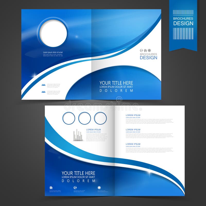 Blue template design for advertising brochure royalty free illustration