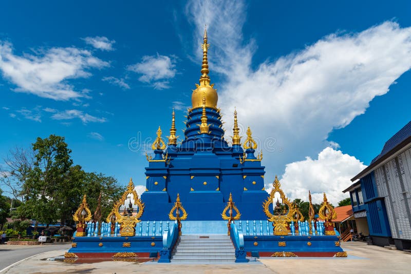 Blue Pagoda in Blue Temple or Wat Rong Sua Ten, Chiang Rai province, Thailand