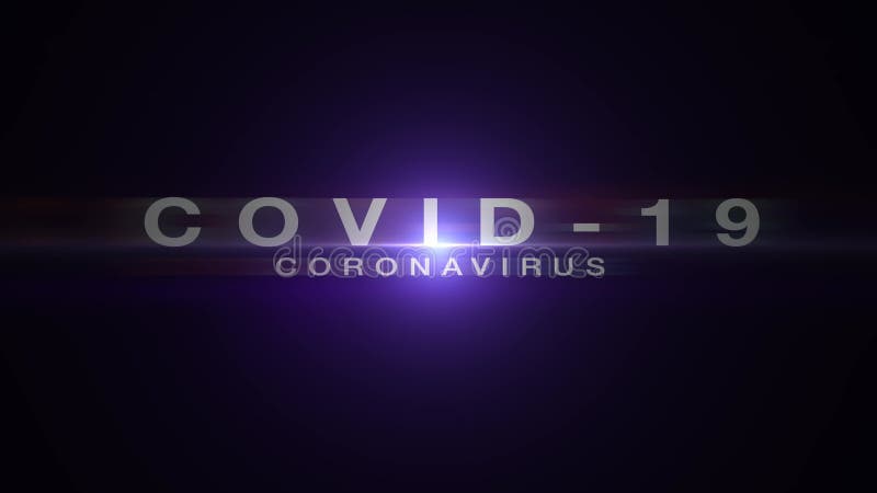 Blue Text animation COVID-19. Covid-19 virus coronavirus with a cinematic concept royalty free illustration