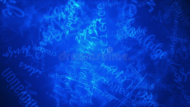 Blue Text of Innovation creative word cloud