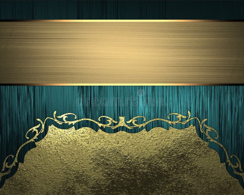 Blue texture with gold ornaments and gold ribbon. Element for design. Template for design. copy space for ad brochure or announcem