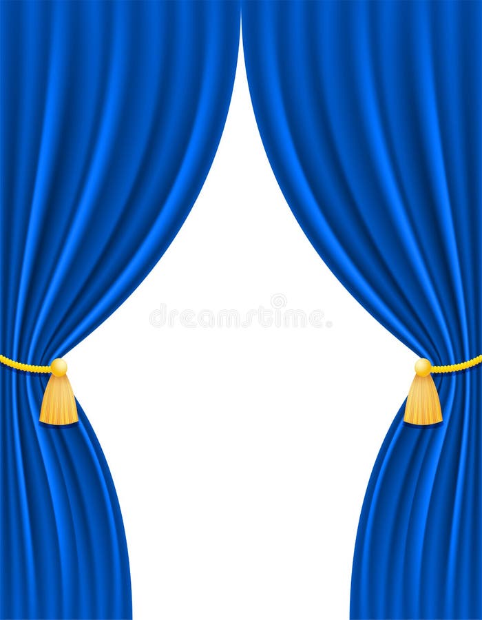 Blue Theatrical Curtain for Design Vector Illustration Stock Vector