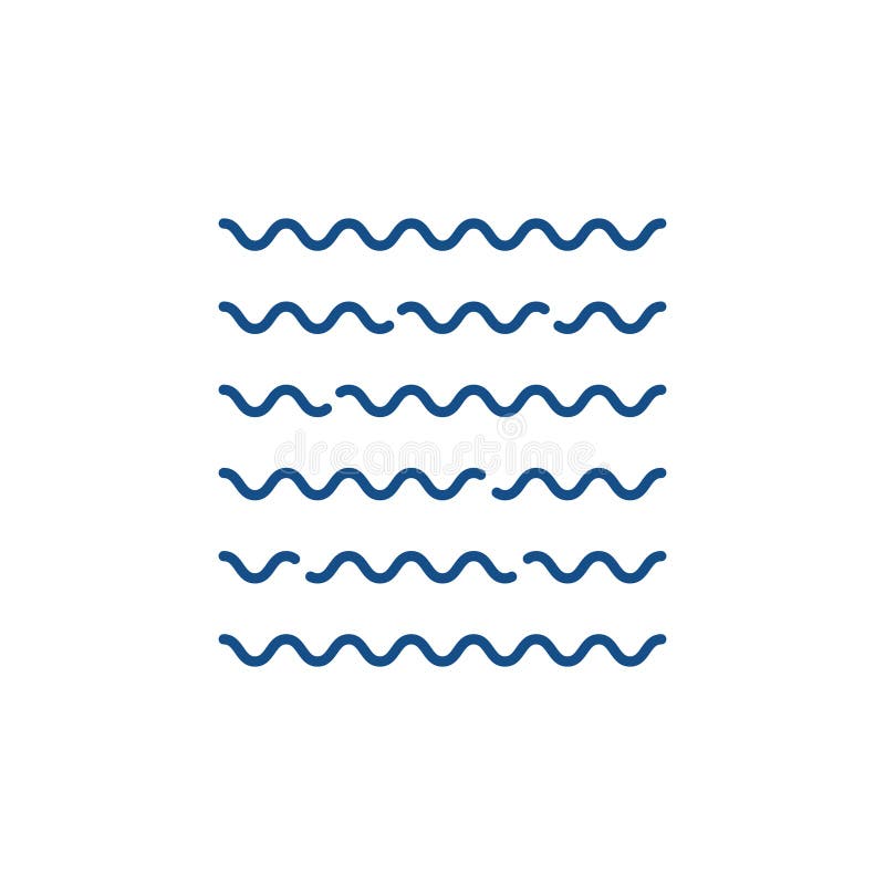 Wave zigzag line simple thin to thick element decor design vector or single  ripple curve zig zag wiggly separator pictogram graphic for seal water or  ocean symbol, wavy pattern. Vector illustration Stock
