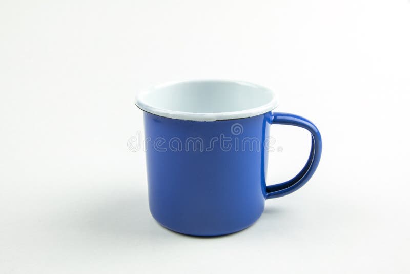 Blue tin cup stock image. Image of drink, studio, empty 133193599