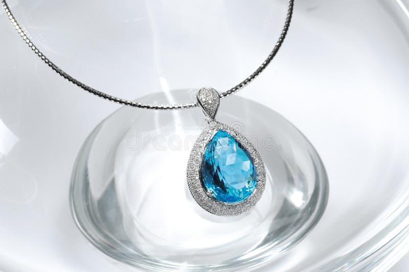Blue topaz necklace stock images