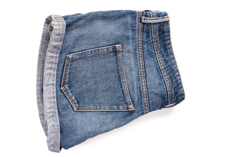 Blue, torn Jeans shorts isolated stock photos Blue, torn Jeans shorts isolated stock photos