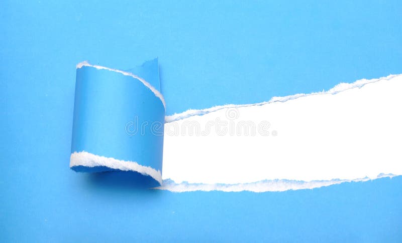Blue torn paper stock photography