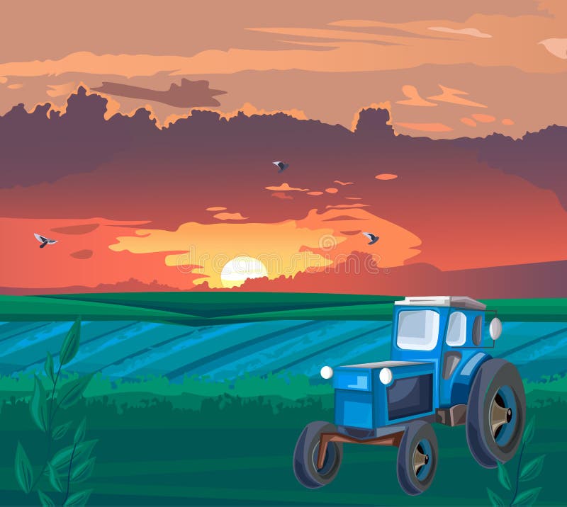 Blue agricultural tractor stock vector. Illustration of vehicle 25394753