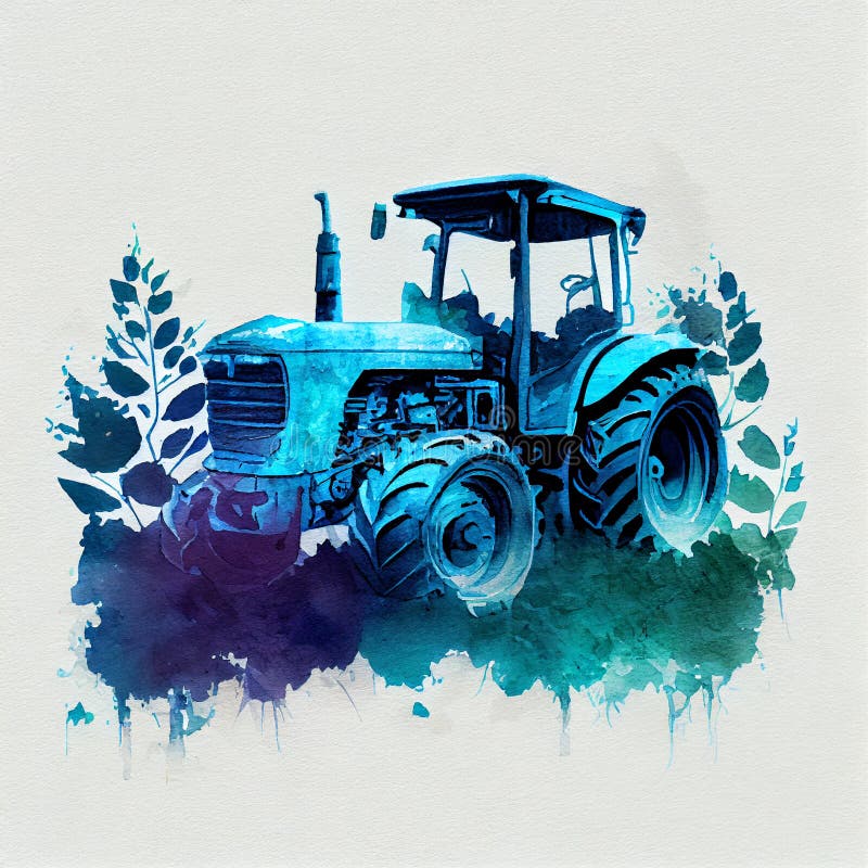 Blue Tractor Isolated. stock illustration. Illustration of machine