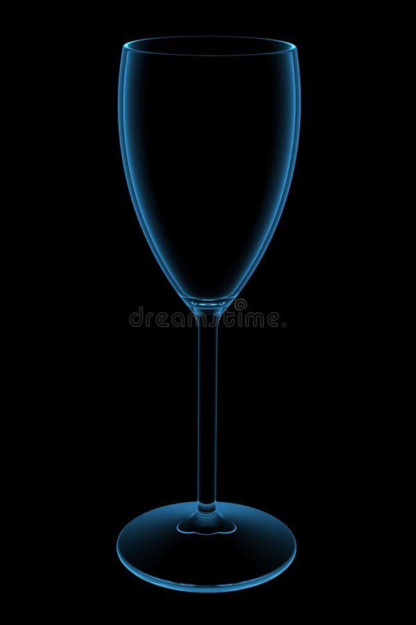 Blue Transparent Wine Glass 3D X-Ray royalty free stock photo