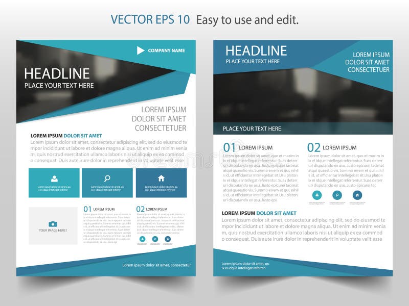Blue triangle abstract Brochure annual report design template vector. Business Flyers infographic magazine poster stock illustration