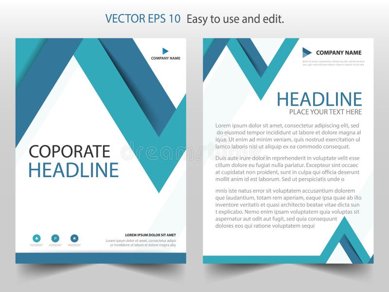 Blue triangle abstract Vector Brochure annual report Leaflet Flyer template design, book cover layout design stock illustration