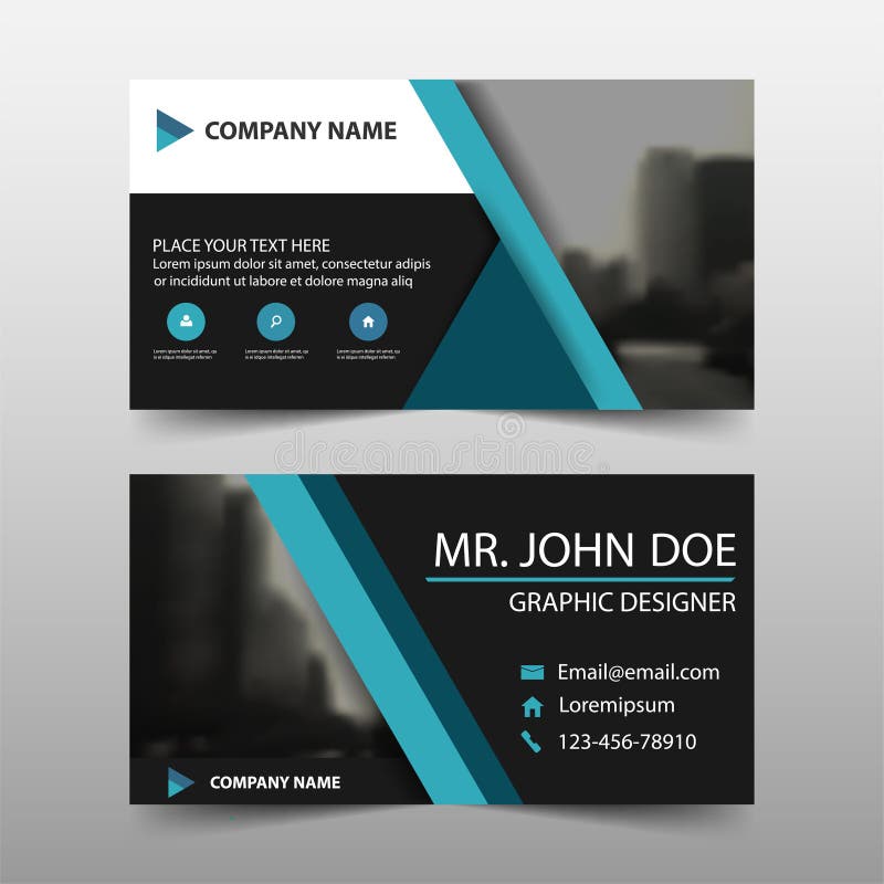Blue triangle corporate business card, name card template ,horizontal simple clean layout design template vector illustration
