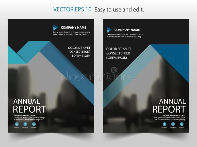 Blue triangle label Vector annual report Leaflet Brochure Flyer template design, book cover layout design royalty free illustration