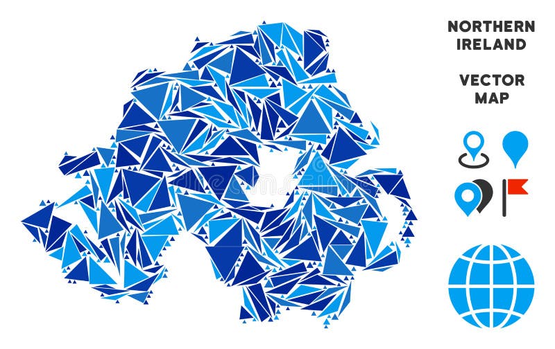 Blue Triangle Northern Ireland Map Stock Vector Illustration of