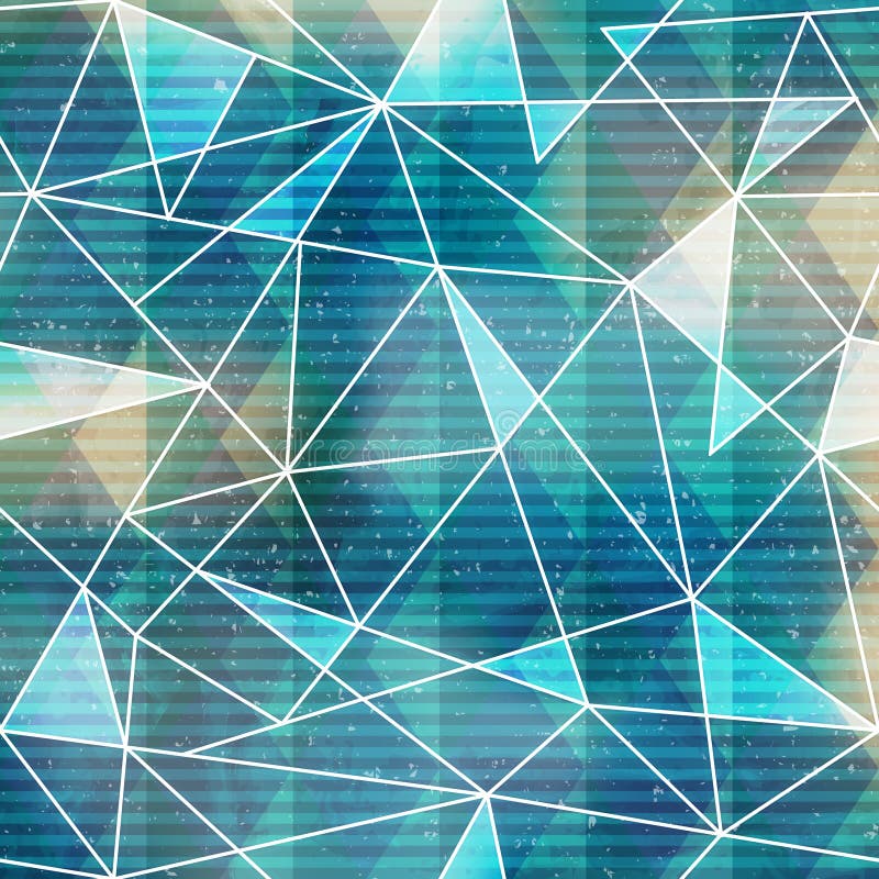 Blue triangle seamless pattern with grunge effect royalty free illustration