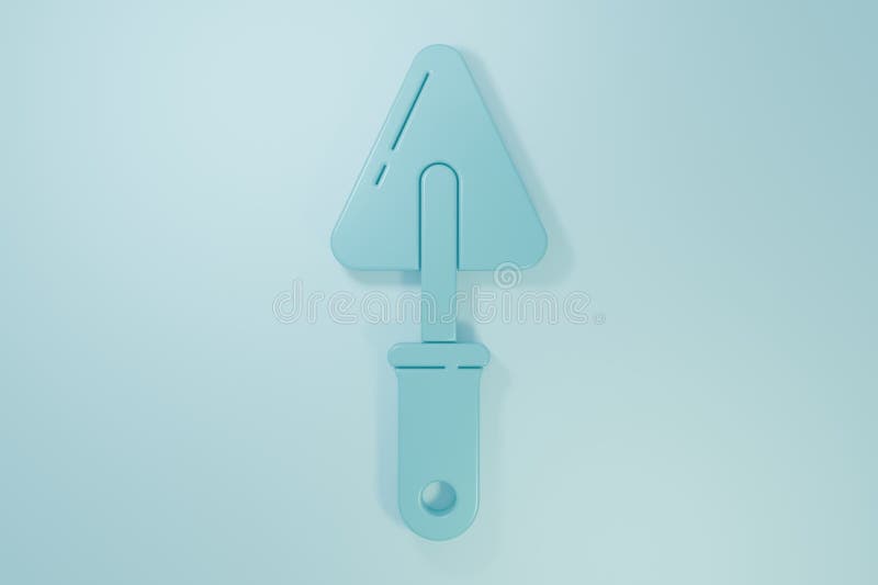 Blue Trowel icon isolated on blue background. Minimalism concept. 3D render illustration stock illustration