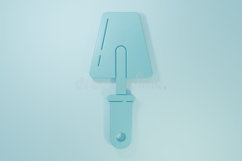 Blue Trowel icon isolated on blue background. Minimalism concept. 3D render illustration royalty free illustration