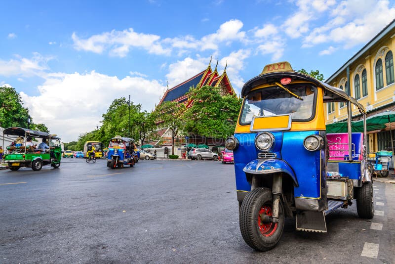 Blue Tuk Tuk, Thai traditional taxi in Bangkok Thailand