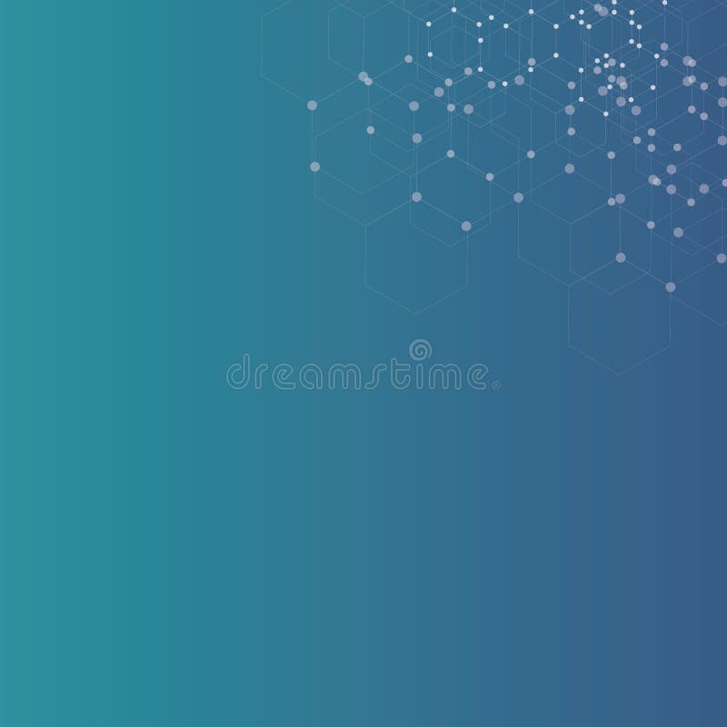 Blue turquoise gradient abstract background with molecular pattern royalty free illustration