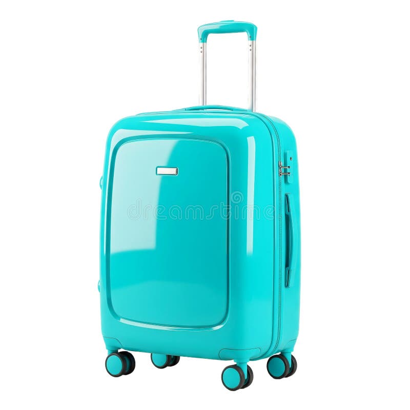 Blue Turquoise Hardshell Luggage on White vector illustration