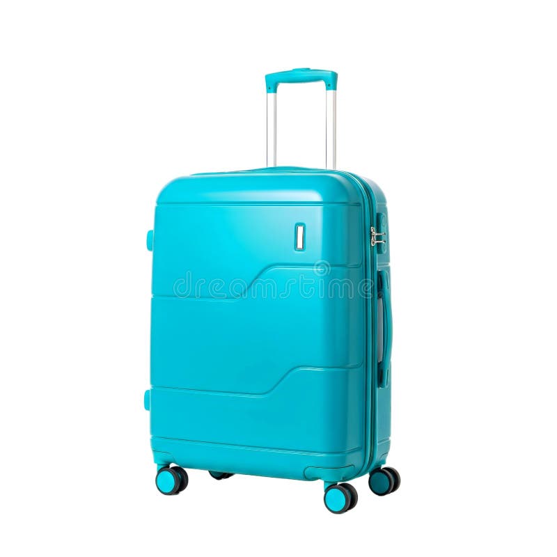 Blue Turquoise Hardshell Luggage on White stock illustration