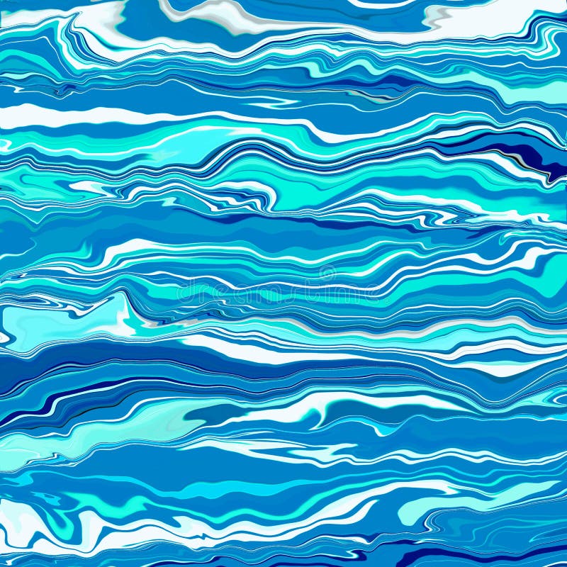 Blue turquoise white abstract background of colored wavy lines. royalty free illustration
